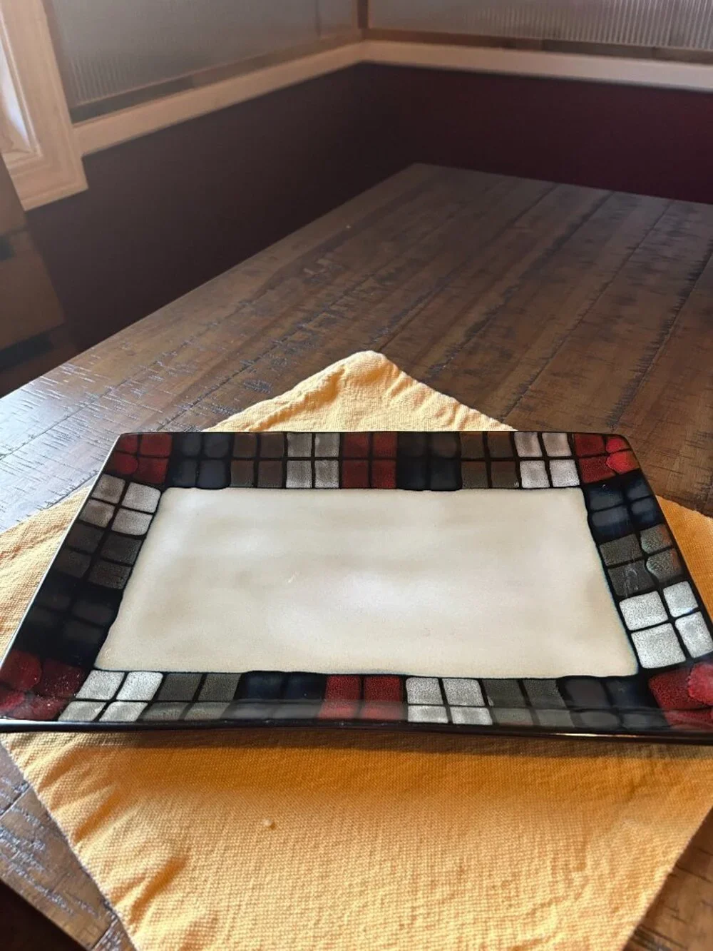 Pfaltzgraff Calico serving plater   rectangular   featuring distinctive  red, bl